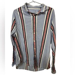 Retro Urban Outfitters Blue Striped Button-Up Long Sleeve Shirt Men’s XL 90s